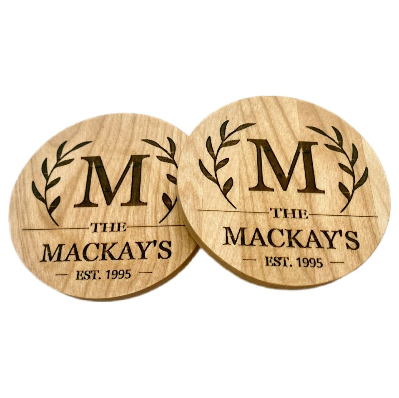 Personalized Family Monogram Coaster - Set of 4 - Cutting Board, Deer Antler Coaster, personalized cutting board, No Trespassing Sign funny, Personalized 2-Piece Cutting Board Set, personalized bread board, monogrammed coaster set, Office Desk Organizer Rust N' Dust CNC
