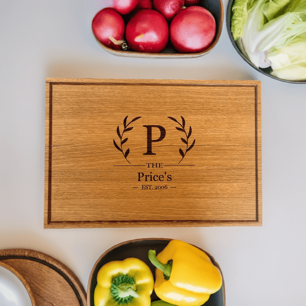 Custom Bread Board With Family Monogram - Cutting Board, Deer Antler Coaster, personalized cutting board, No Trespassing Sign funny, Personalized 2-Piece Cutting Board Set, personalized bread board, monogrammed coaster set, Office Desk Organizer Rust N' Dust CNC