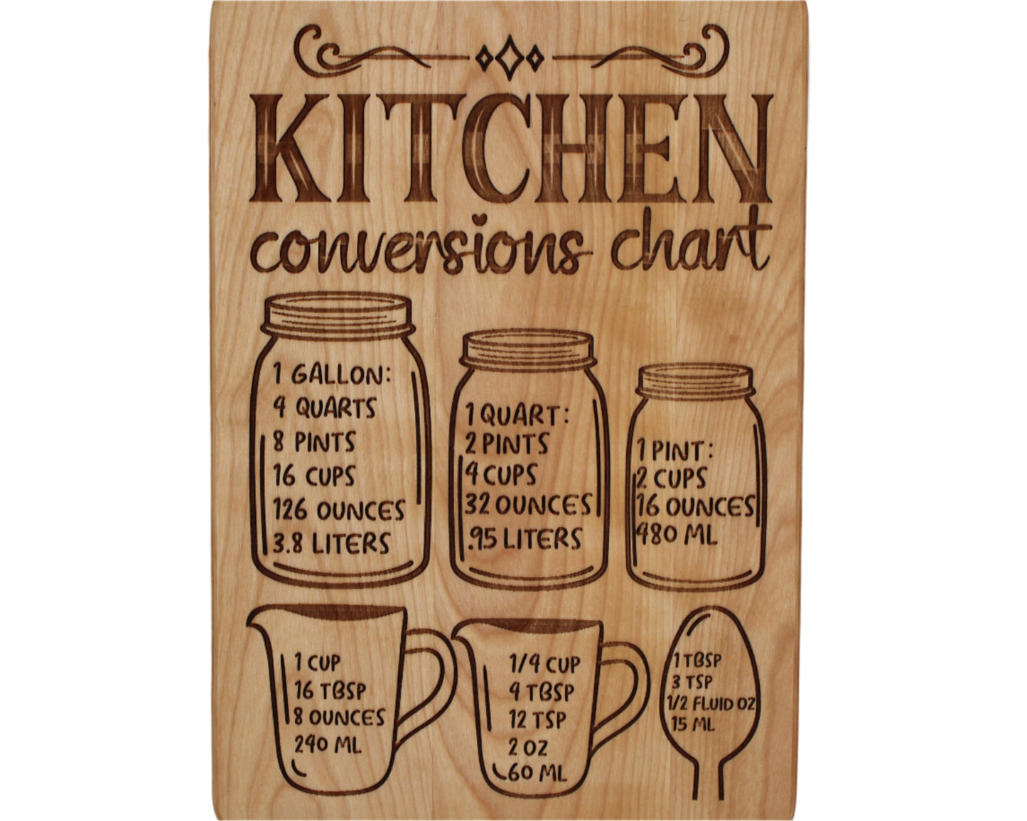 Cutting Board with Kitchen Conversion Chart - Cutting Board, Deer Antler Coaster, personalized cutting board, No Trespassing Sign funny, Personalized 2-Piece Cutting Board Set, personalized bread board, monogrammed coaster set, Office Desk Organizer Rust N' Dust CNC
