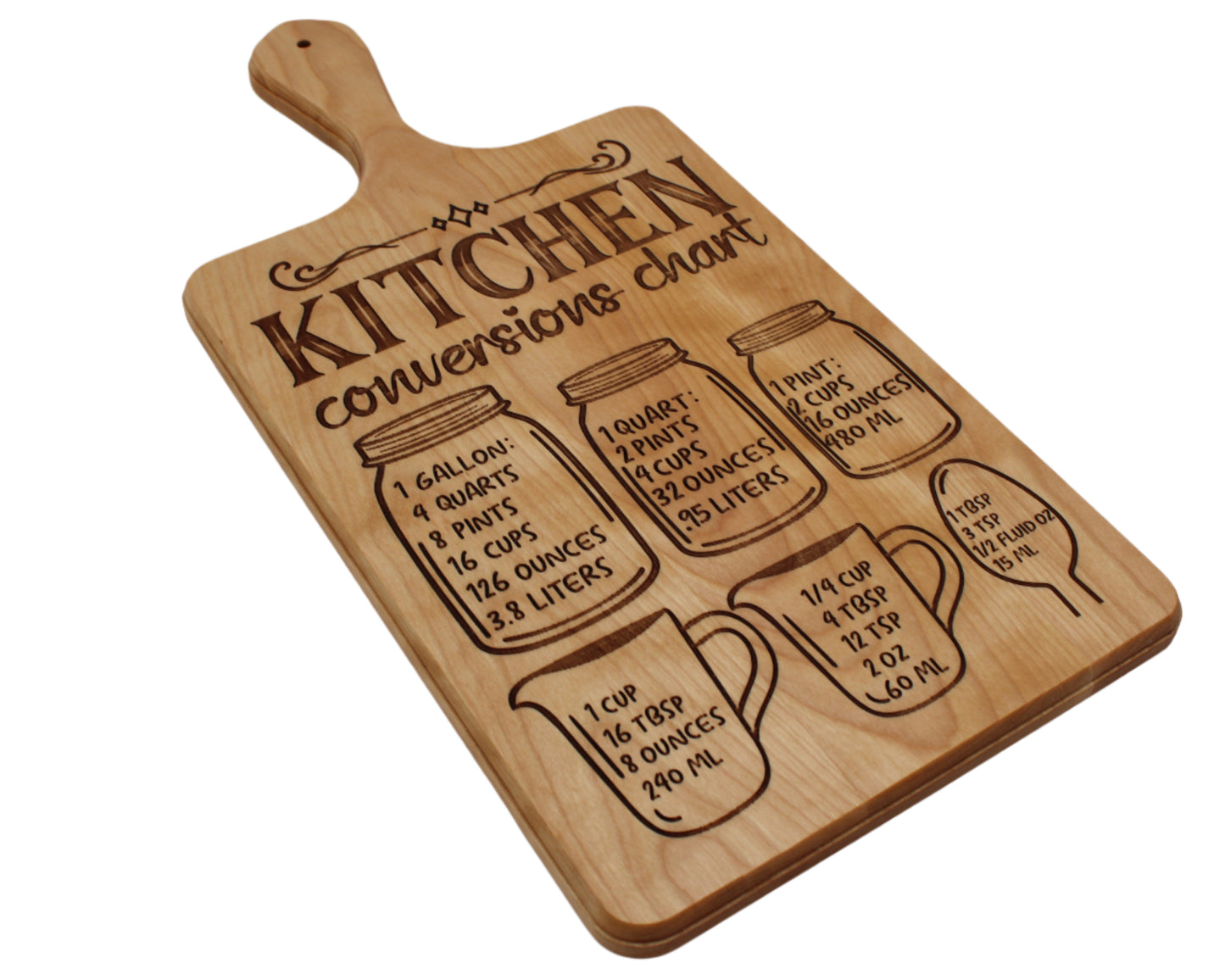 Cutting Board with Kitchen Conversion Chart - Cutting Board, Deer Antler Coaster, personalized cutting board, No Trespassing Sign funny, Personalized 2-Piece Cutting Board Set, personalized bread board, monogrammed coaster set, Office Desk Organizer Rust N' Dust CNC