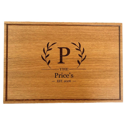 Custom Bread Board With Family Monogram - Cutting Board, Deer Antler Coaster, personalized cutting board, No Trespassing Sign funny, Personalized 2-Piece Cutting Board Set, personalized bread board, monogrammed coaster set, Office Desk Organizer  Rust N' Dust CNC