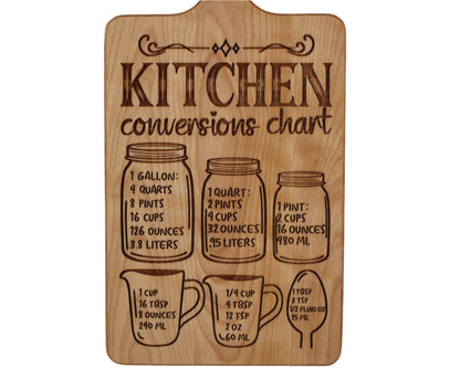 Cutting Board with Kitchen Conversion Chart - Cutting Board, Deer Antler Coaster, personalized cutting board, No Trespassing Sign funny, Personalized 2-Piece Cutting Board Set, personalized bread board, monogrammed coaster set, Office Desk Organizer  Rust N' Dust CNC