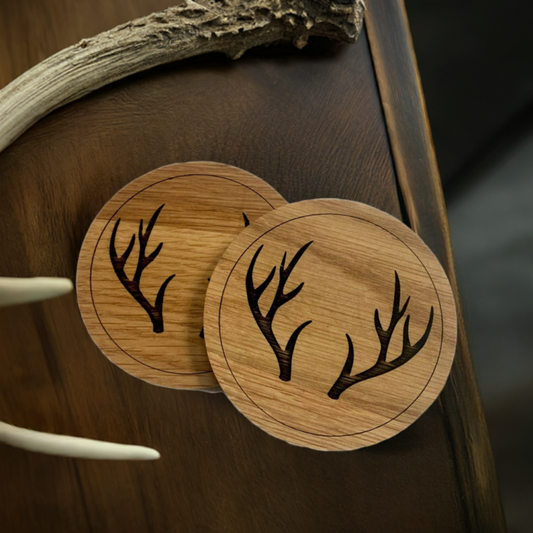 Deer Antler Coaster (Pack of 4) - Cutting Board, Deer Antler Coaster, personalized cutting board, No Trespassing Sign funny, Personalized 2-Piece Cutting Board Set, personalized bread board, monogrammed coaster set, Office Desk Organizer  Rust N' Dust CNC