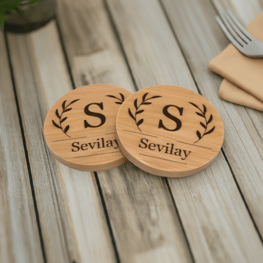 Personalized Family Monogram Coaster - Set of 4 - Cutting Board, Deer Antler Coaster, personalized cutting board, No Trespassing Sign funny, Personalized 2-Piece Cutting Board Set, personalized bread board, monogrammed coaster set, Office Desk Organizer  Rust N' Dust CNC